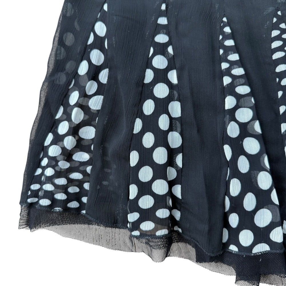 Studio JPR Pleated Polka Dot Mesh Skirt Y2K Flowy Midi Medium Black - Picture 3 of 8